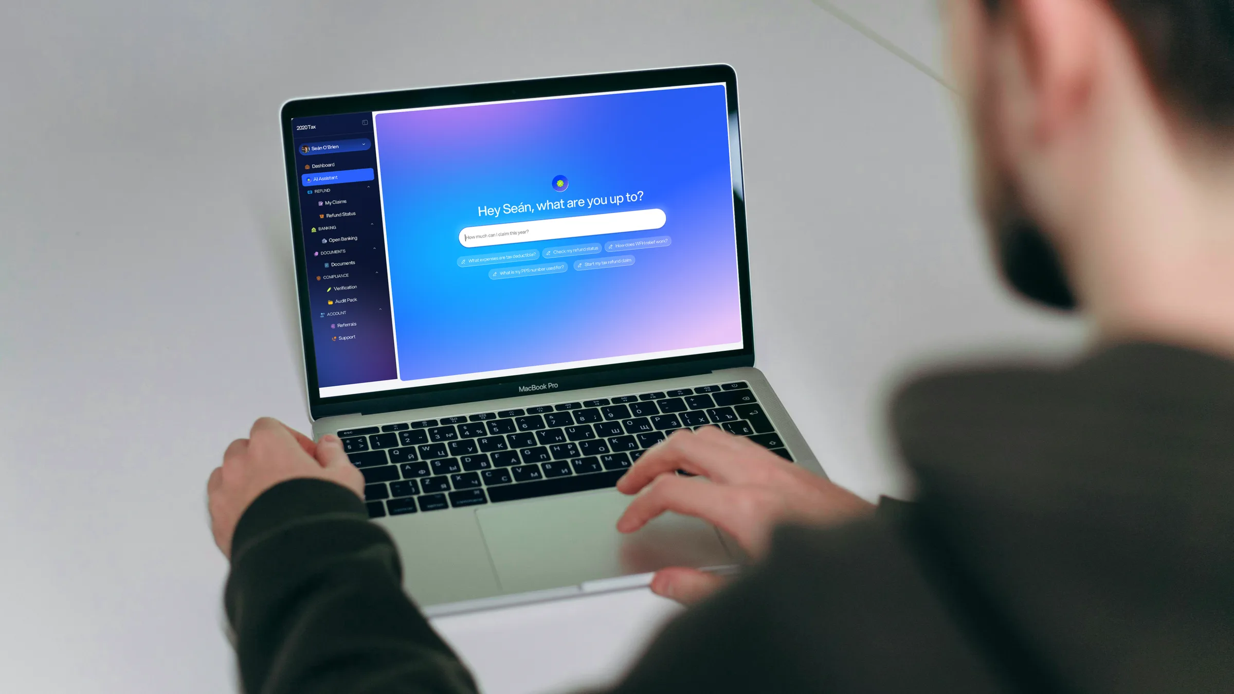 2020Tax AI assistant shown on a laptop